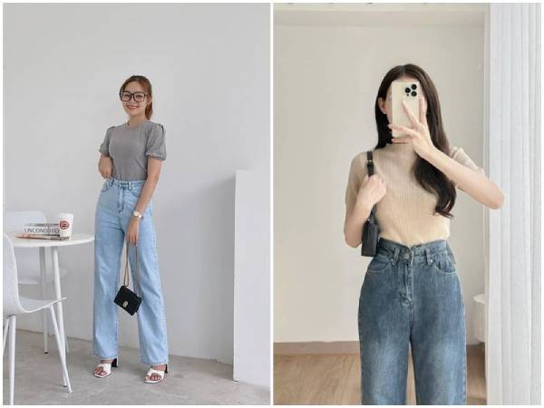Phong cách thể thao - Phối áo thun và quần jean ống suông