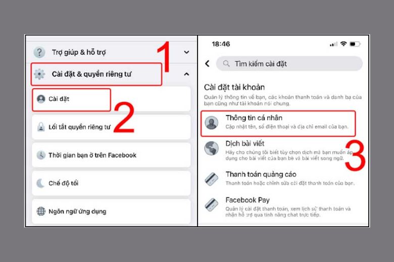 chọn “Cài đặt & quyền riêng tư”